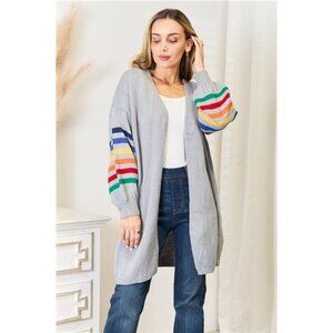 NWT Angel Wings Multicolored Stripe Open Front Longline Cardigan